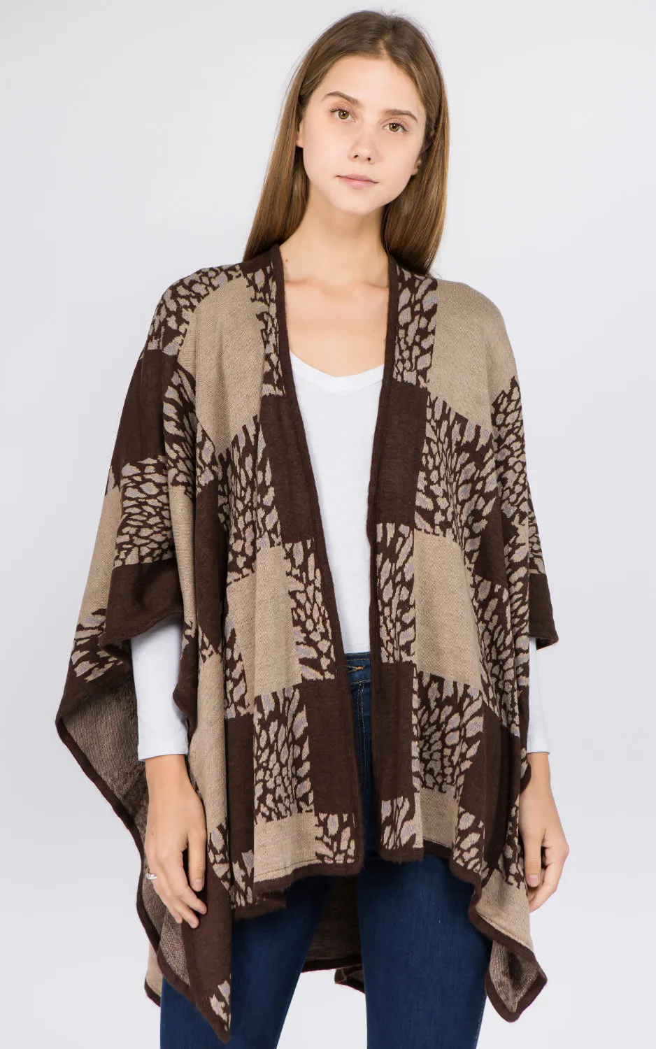 RA94B4 Border Design Ruana Shawl