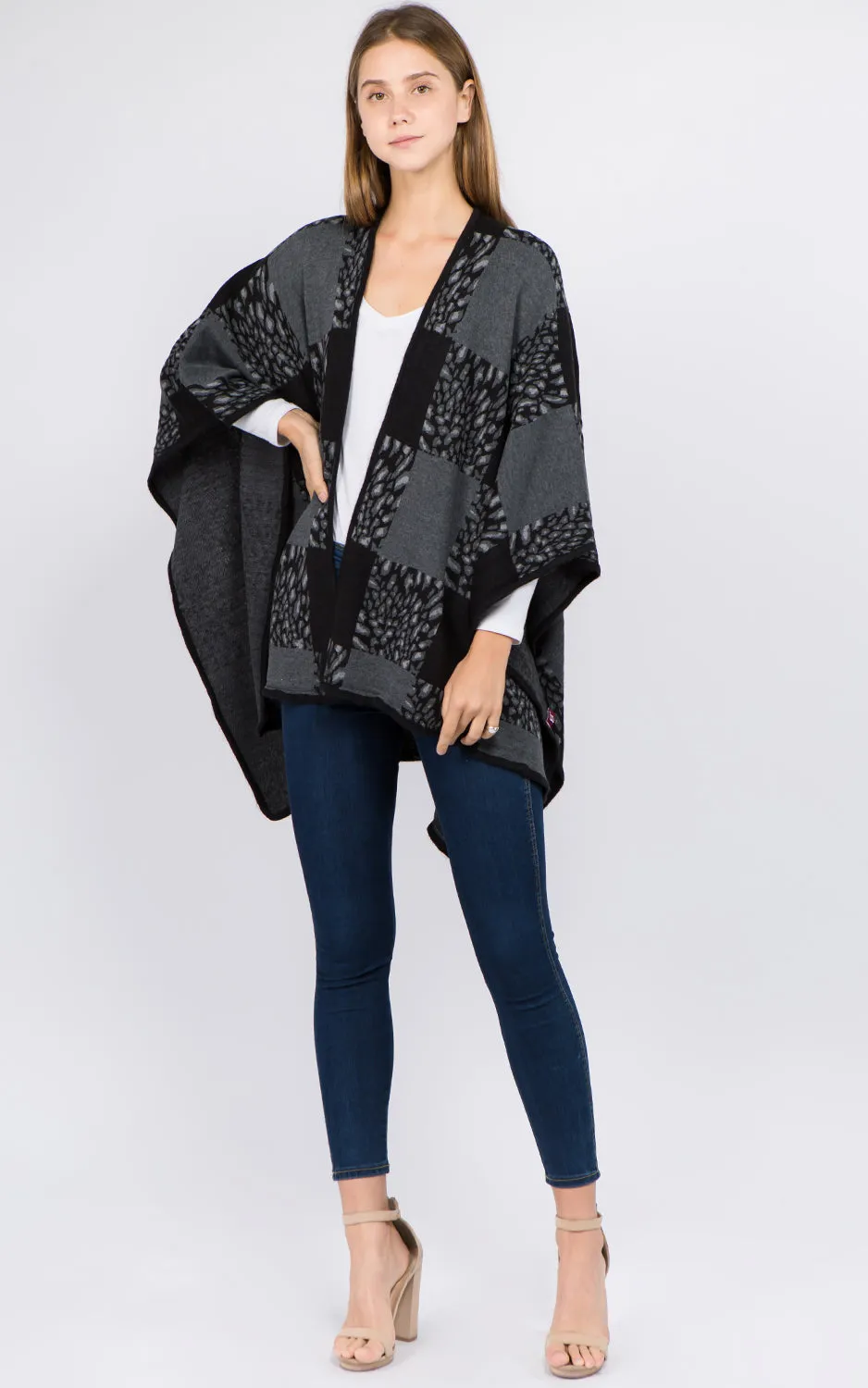 RA94B4 Border Design Ruana Shawl