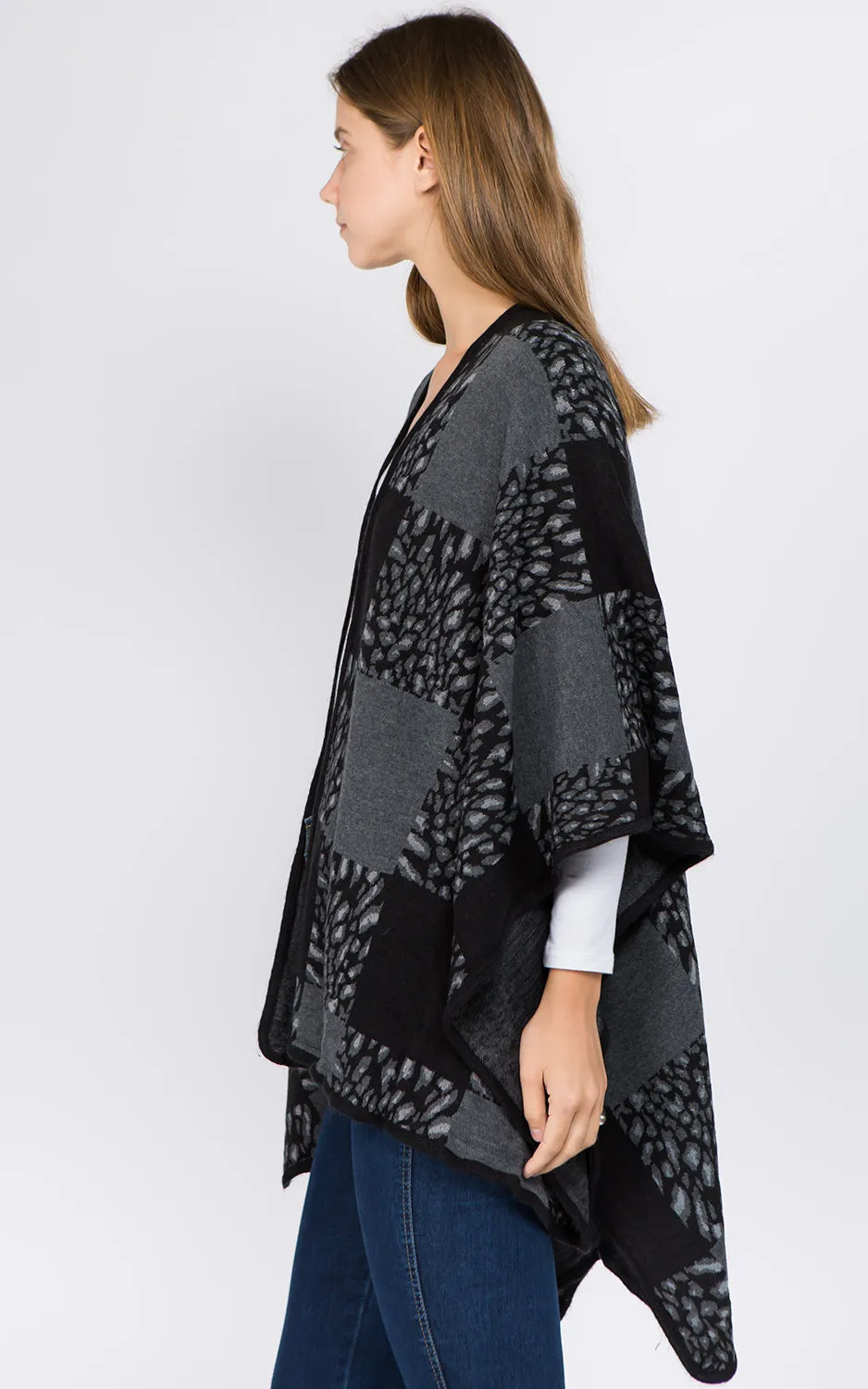 RA94B4 Border Design Ruana Shawl