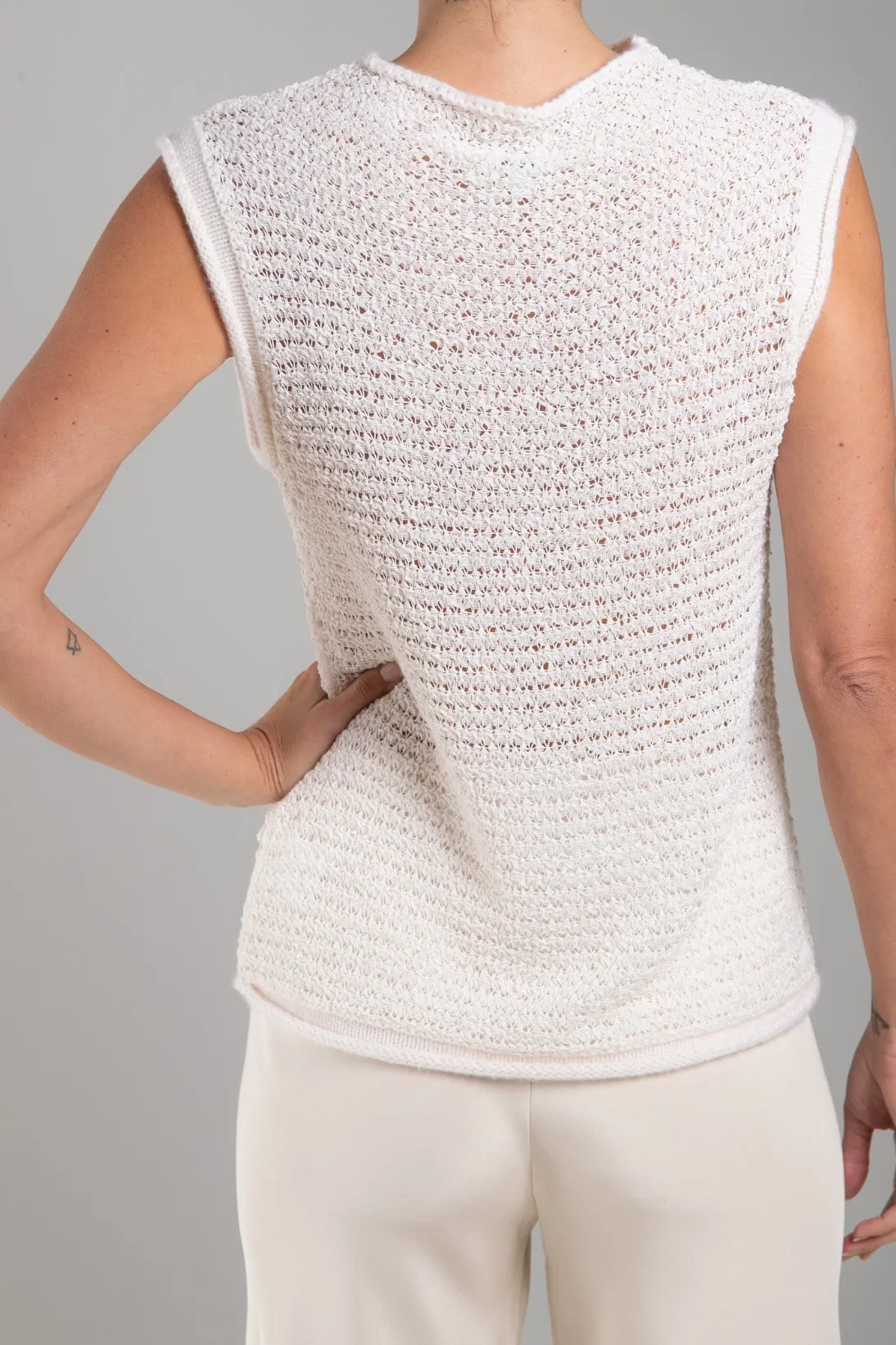 RIBBON KNIT MOCKNECK TANK