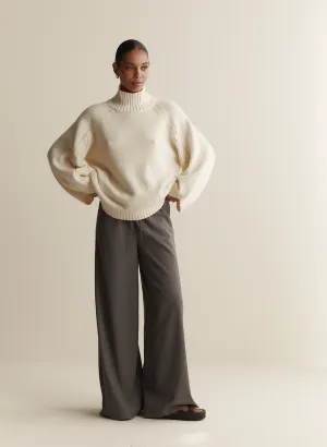 Sophia Wool Palazzo Pant | Charcoal