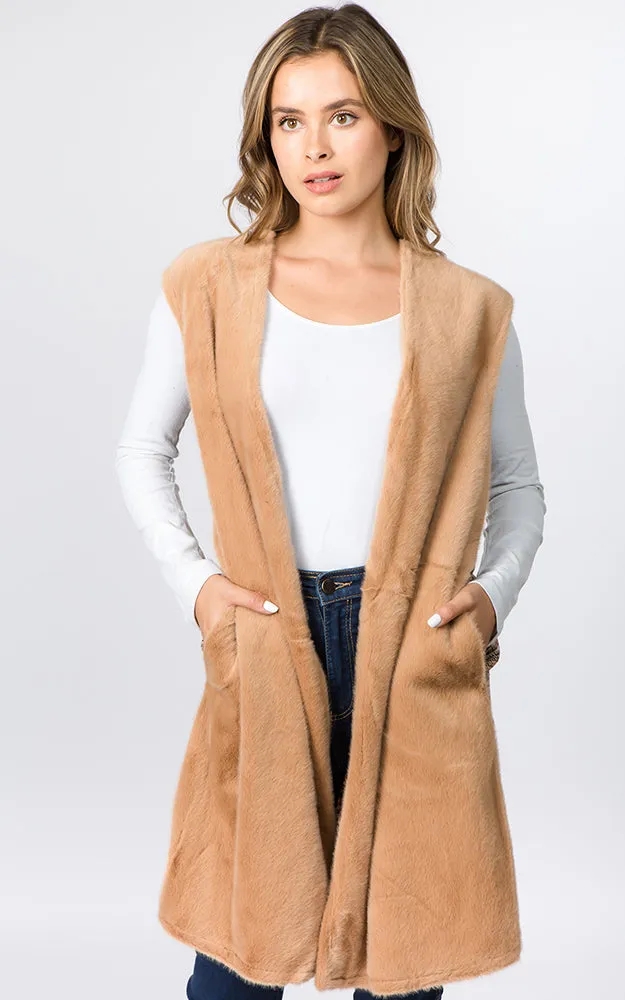 VA96B5 Front Faux Fur with Plaid Back Design Vest