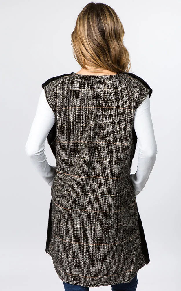 VA96B5 Front Faux Fur with Plaid Back Design Vest